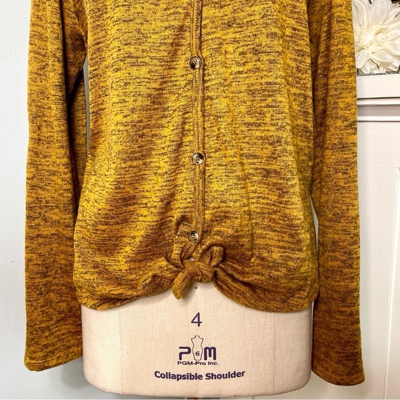 V-Neck Button Up Sweater with Elbow Patches Large - Picture 3 of 8